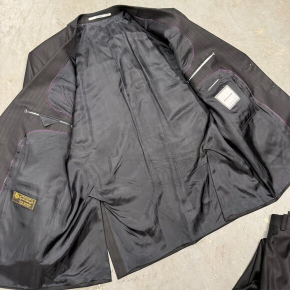 Baumler Loro Piana Suit 130s Four Seasons Wool Striped 2pc Grey 48R 42x30 - Picture 7 of 15